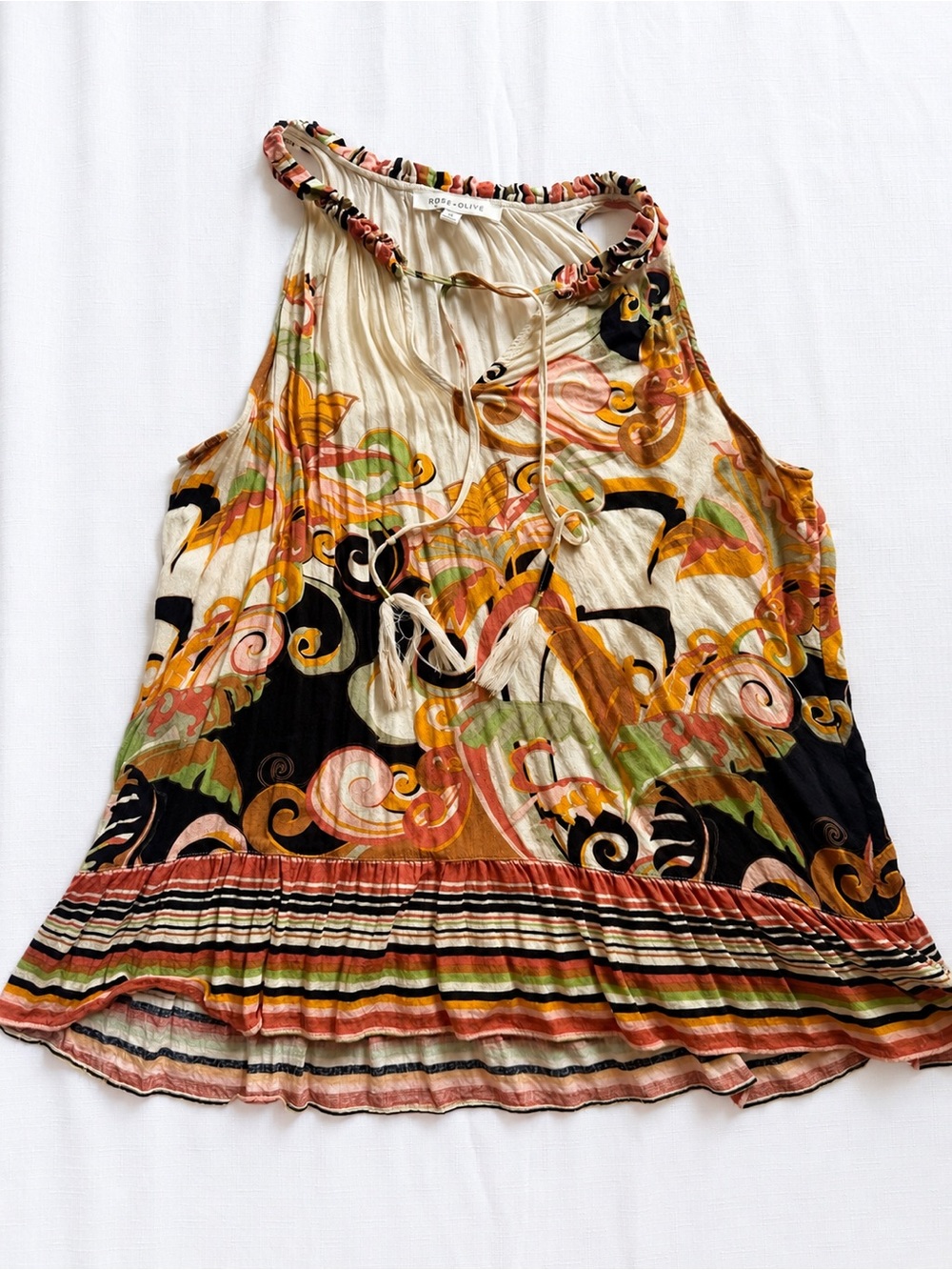Rose + Olive Boho Paisley Flowy Tank Size Medium Fairy Tank 2000s Y2K Buttermom